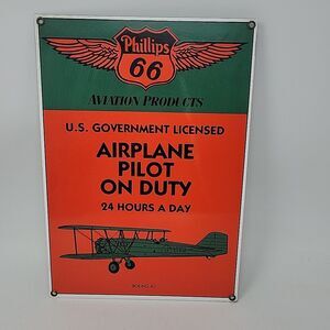 Phillips 66 Avation Products Ande Rooney's Porcelain Enameled Sign Reproduction